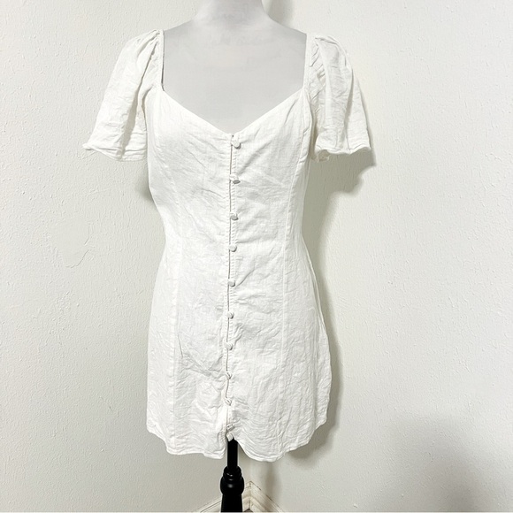 Abercrombie & Fitch Linen Blend & Cotton Button Down Mini Dress Short Sleeve LP - Picture 2 of 11